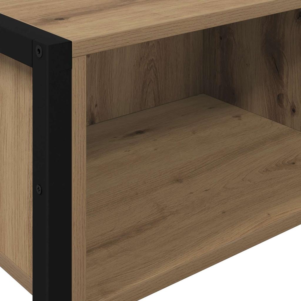 Side Table with Storage Industrial Style Oak Finish 100 x 36 x 75 cm