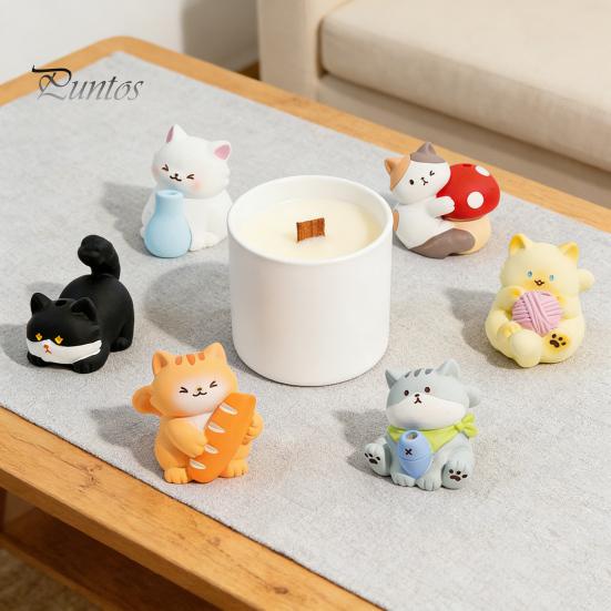 Cat Whisker Holder Cute Collector 3D Cartoon Sculpture Pet Beard Resin Car Decoration Vase Mini Vibrissae Keepsake Sympathy Gift for Lovers