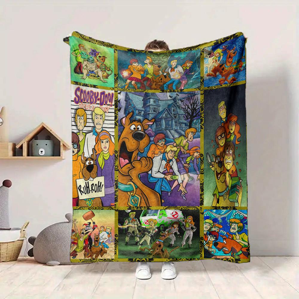 1Pc Scoobydoo Mystery Adventure Flannel Blanket, Soft And Comfortable, Casual Warm, Camping Travel, Christmas, Halloween Xmas Gift L1401