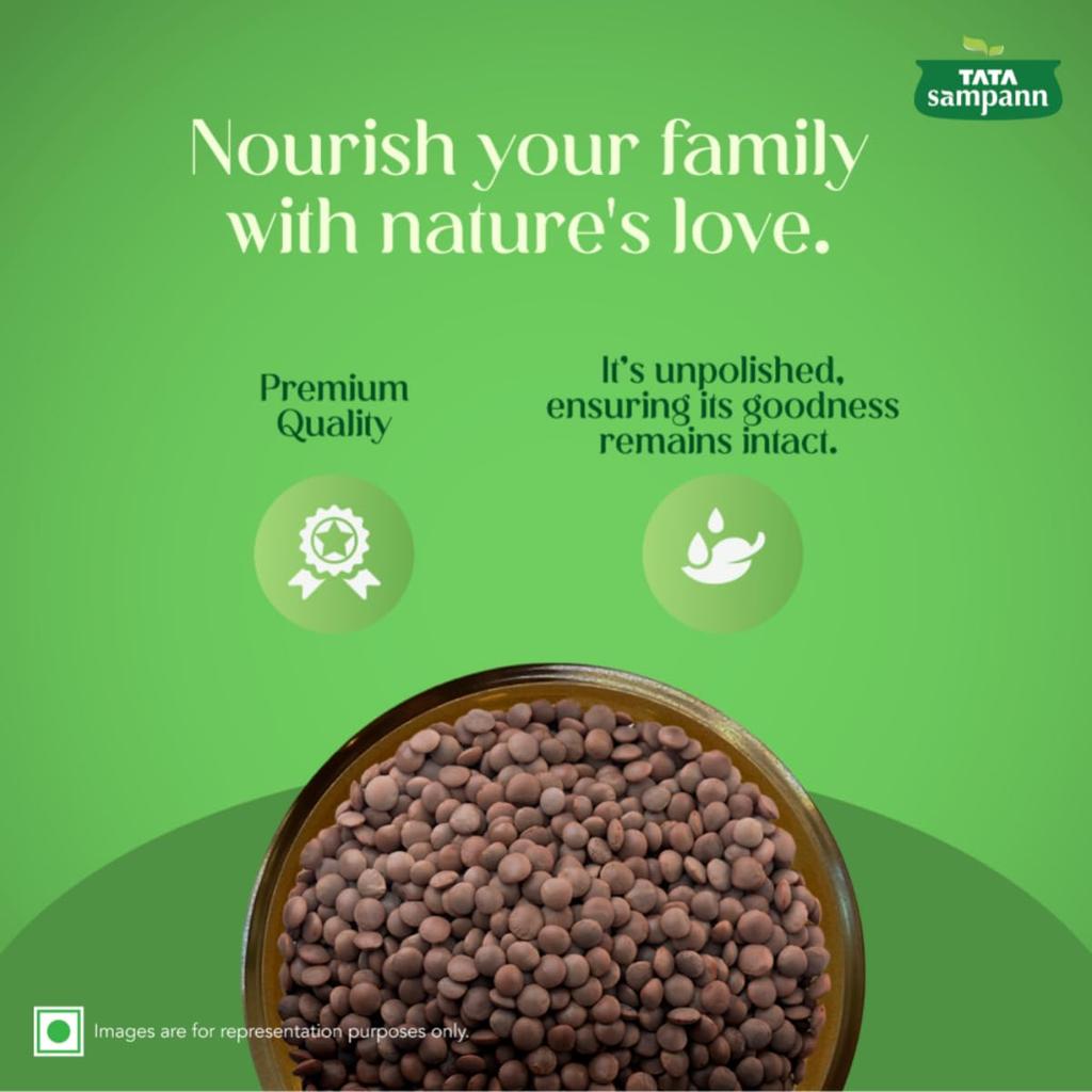 Tata Sampann Unpolished Kali Masoor Dal 1kg Premium Quality Wholesome Protein-Rich Pulses for Easy Meals