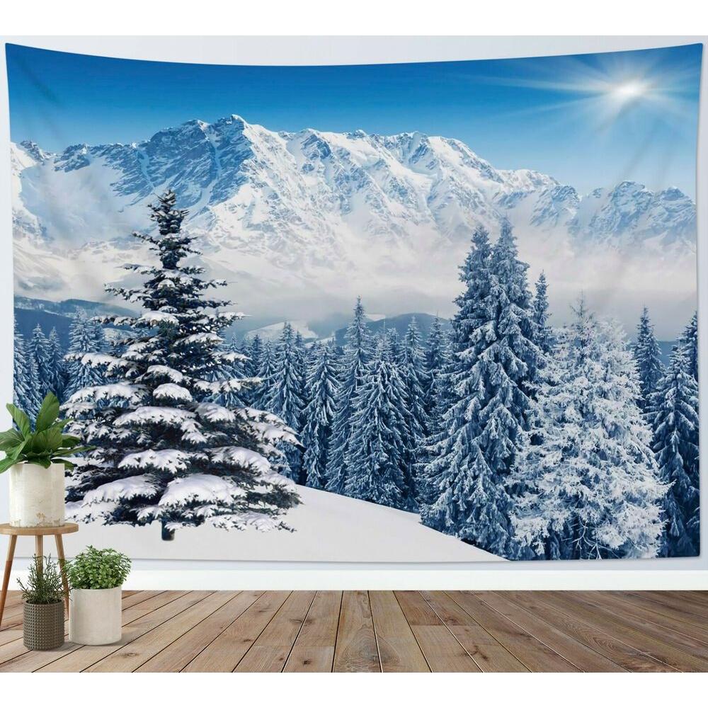 Tapestry winter landscape forest snowy mountain 75x100