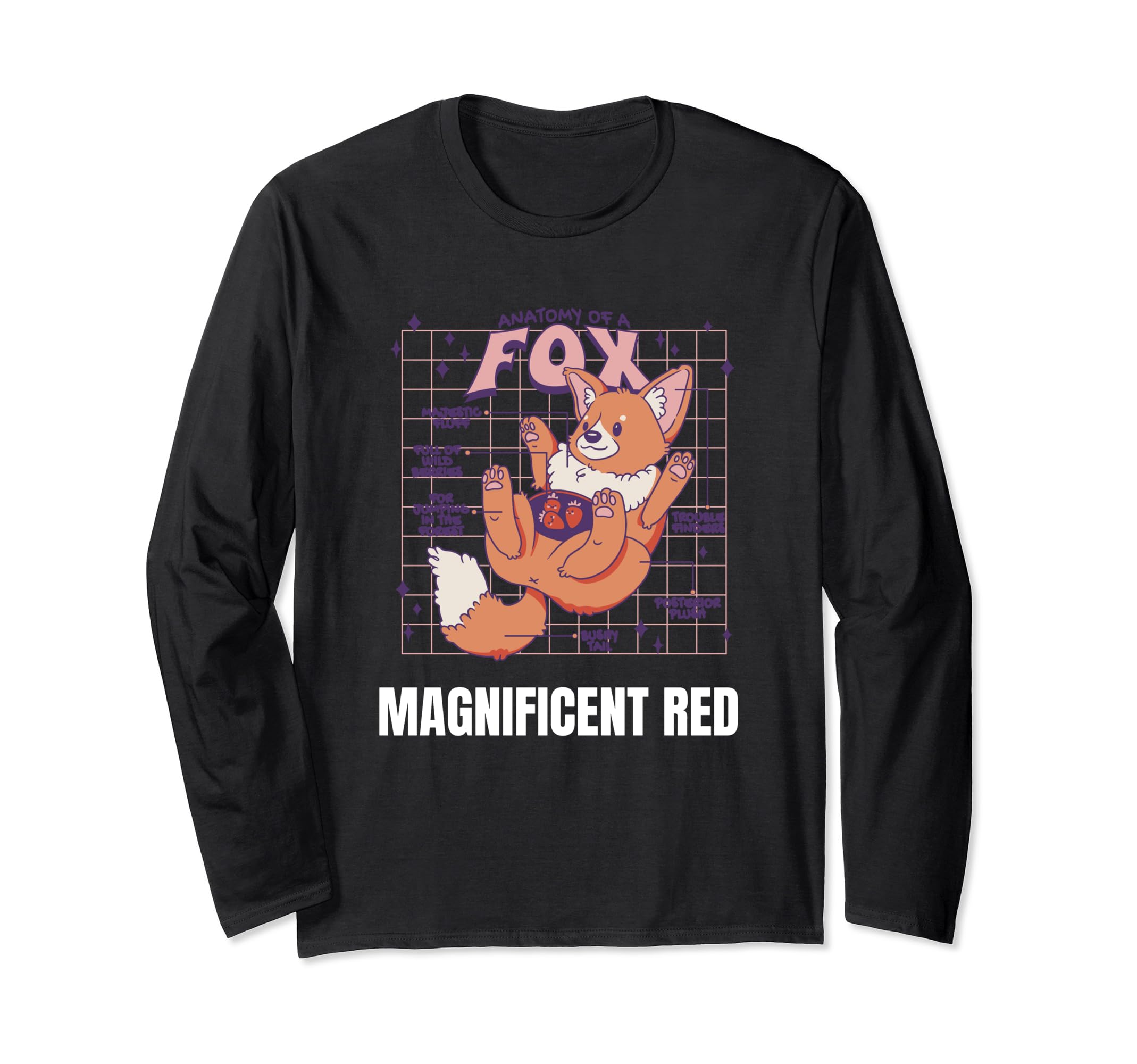 Magnificent Red Retro Cute Fox Design Gift Long Sleeve T-Shirt