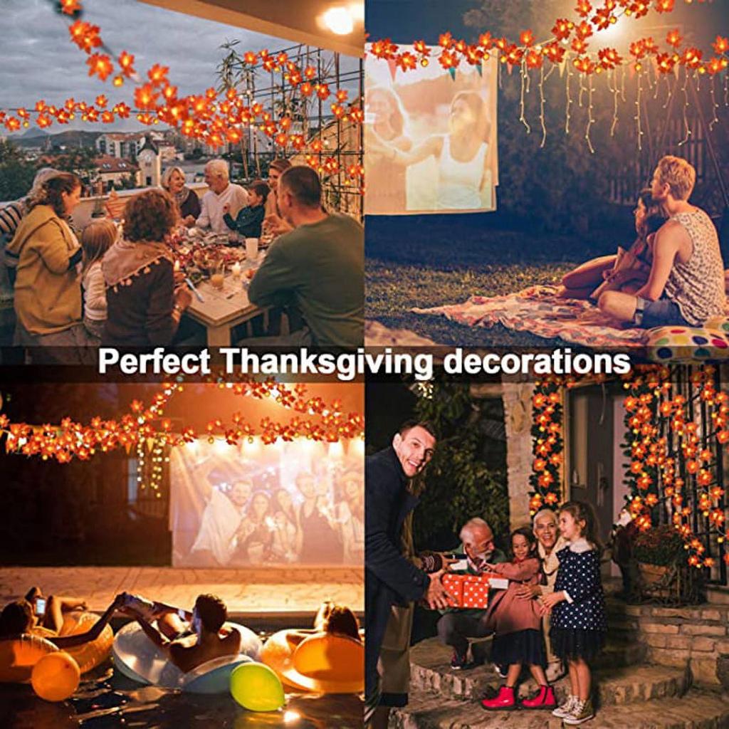 LED Maple Leaf  Light String Halloween Thanksgiving Garden Party Decoration Lights