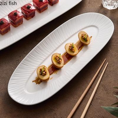 Japon Tarzı Yaratıcı Uzun Şerit Tabak Seramik Suşi Tabağı Biftek Tabağı Tatlı Dim Sum Tabakları Otel Özel Sofra Takımı