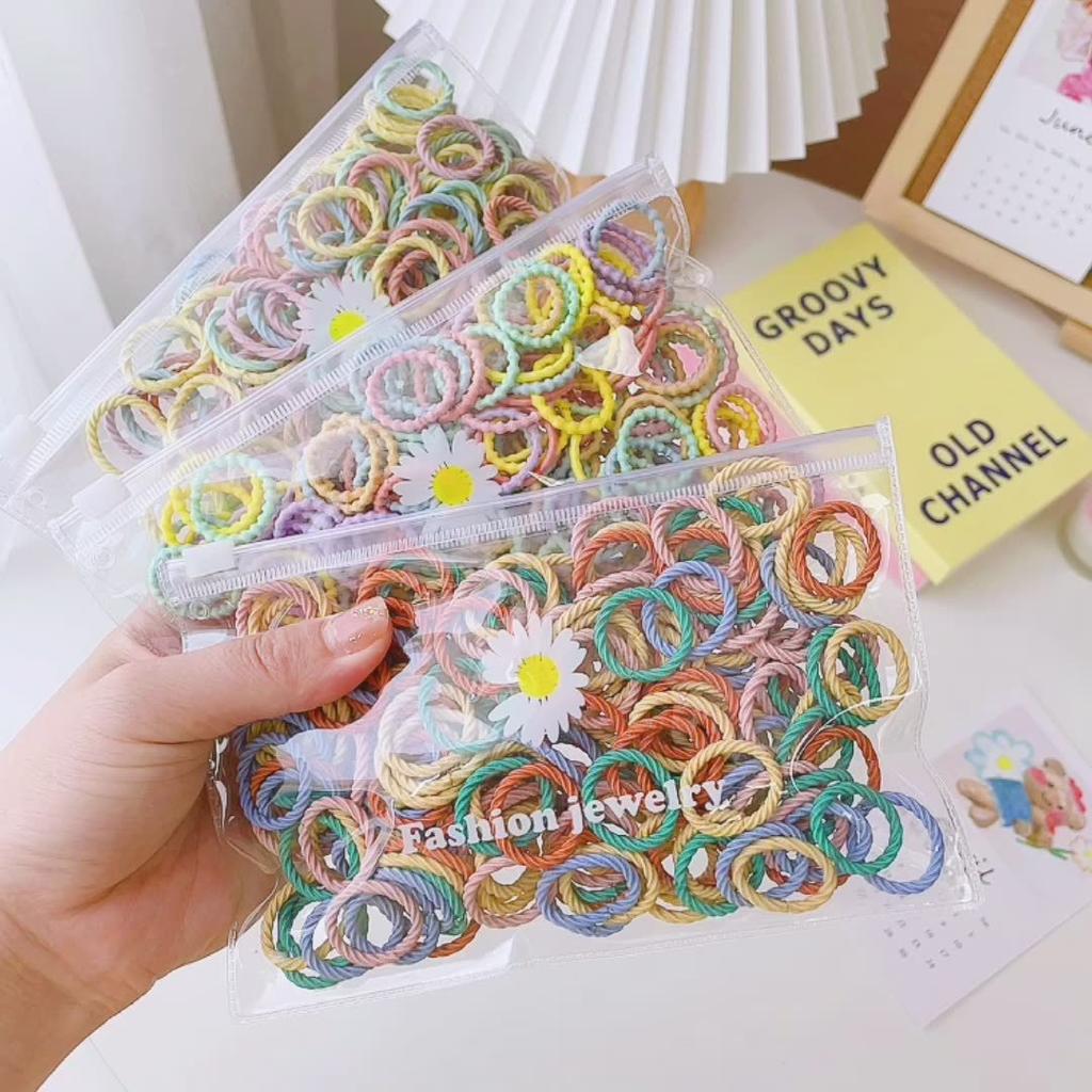 100 Boxed Tied Thumb Hair Rings, No Hair Pins, Baby, Children'S Hair Accessories, Rubber Bands, High Elasticity