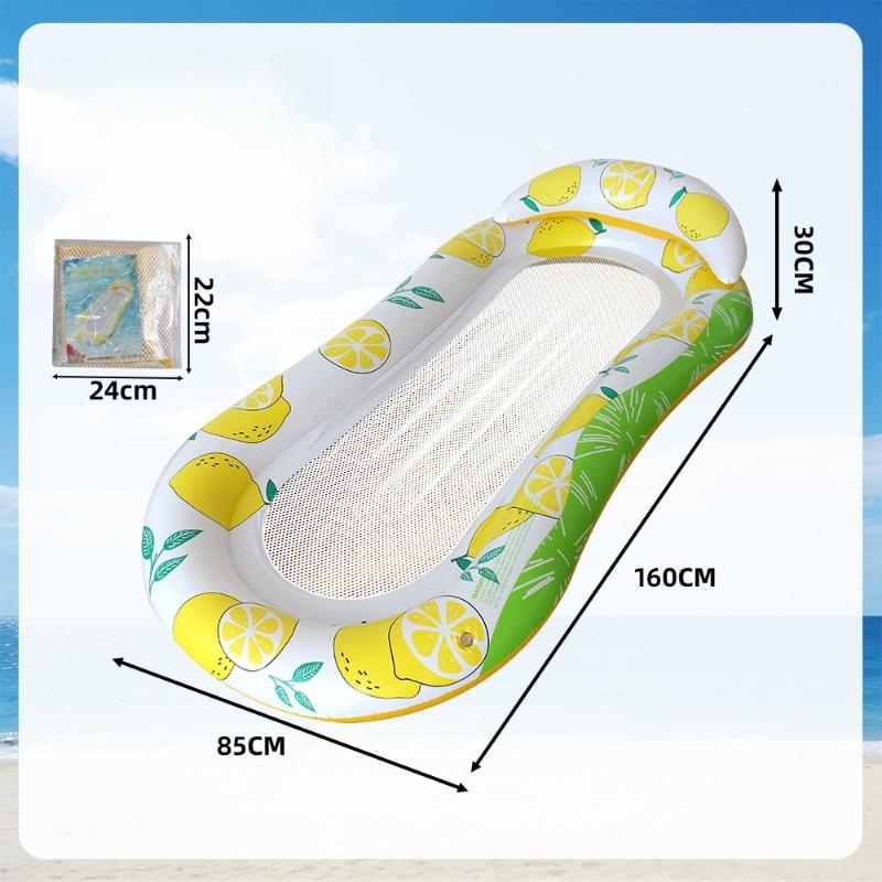 Inflatable Floating Row Watermelon Pool Float Lounge Water Hammock Floating Bed for Adults Summer Outdoor Pool Toy 1pc 160x85cm лимон