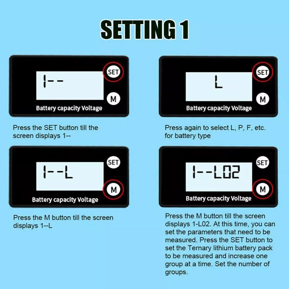 DC 8V-100V Digital Electricity Meter Voltage Gauge LCD Display Voltage Meter Tester Lead Acid Lithium LiFe PO4 Digital Voltmeter