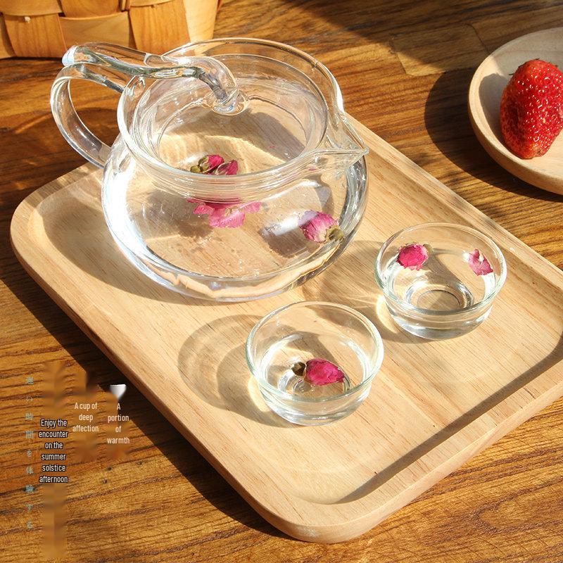 Japanese-Style Solid Wood Rectangular Tea and Cake Tray