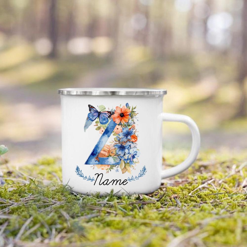 Personalisierte Tasse Floraler Initialen Name Tasse Individuelle Kaffee Heißschokolade Tassen Hochzeit Geburtstag Muttertag Weihnachten Geschenke für Sie