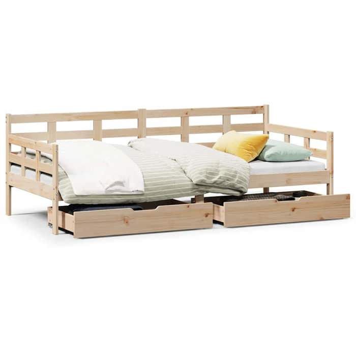 VidaXL Daybed with Drawers Without Mattress 90x190 Cm Solid Wood 3302142