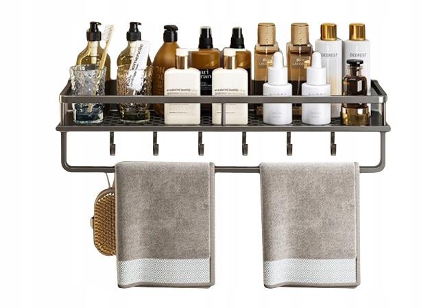 Estante de Cocina Ganchos Individuales Baño Ducha Metal Alu 60Cm