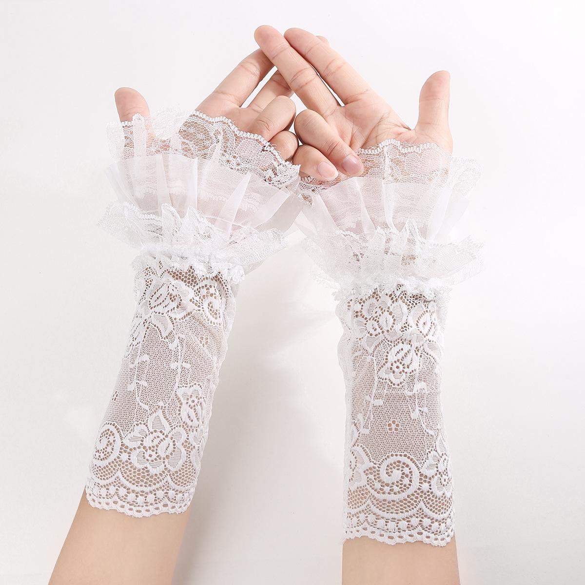 

Рукавички без пальців з мереживом JK Girl: Рукави Лоліта та Нарукавники білий