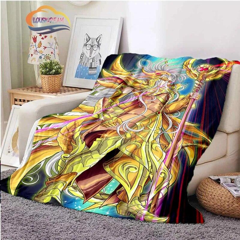 Classics Animated Character Seiya Patterned Wool Blanket Cartoon Saint Seiya Series Children Shawl and Sofa Super Soft