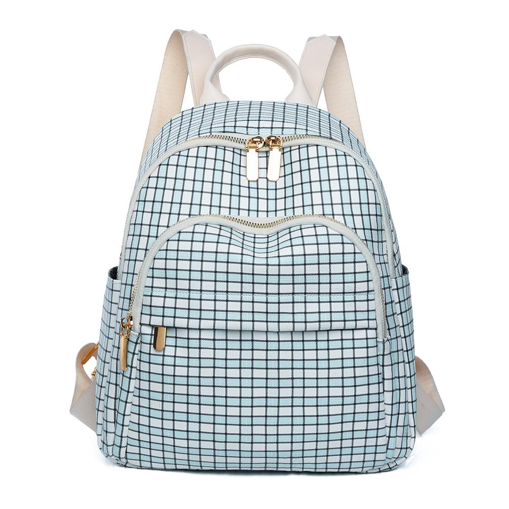 

Клетчатый школьный рюкзак женский маленький рюкзак для студентов светло-синий