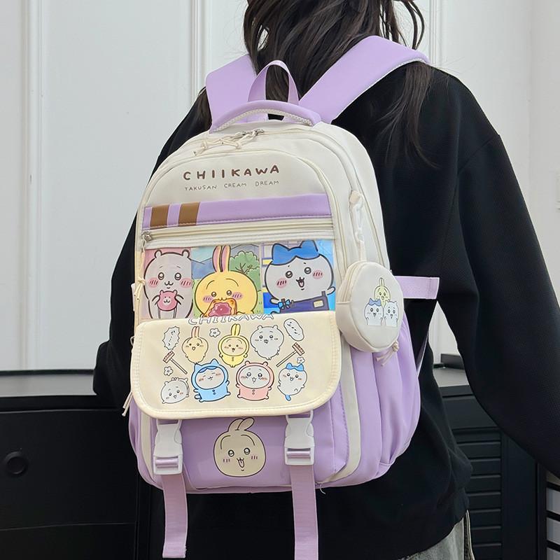 Large Capacity Chiikawa Nylon Backpack With Pendant Unisex Student Leisure Gifts