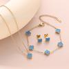 Titanium Steel 18K Gold Plated Clover Pendant Necklace Bracelet Earring Set O-Chain Jewelry Men Women
