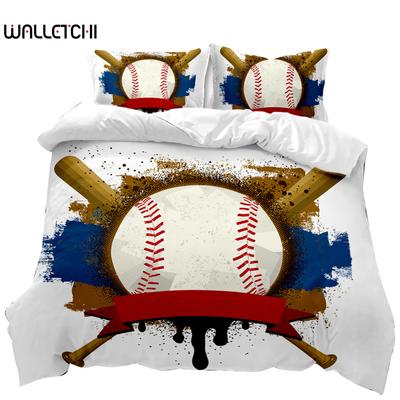 Baseball Duvet Cover Set Baseball Bat Bedding Set for Kids Teens 3D Baseball Sports Double Queen King Size Polyester Qulit Cover