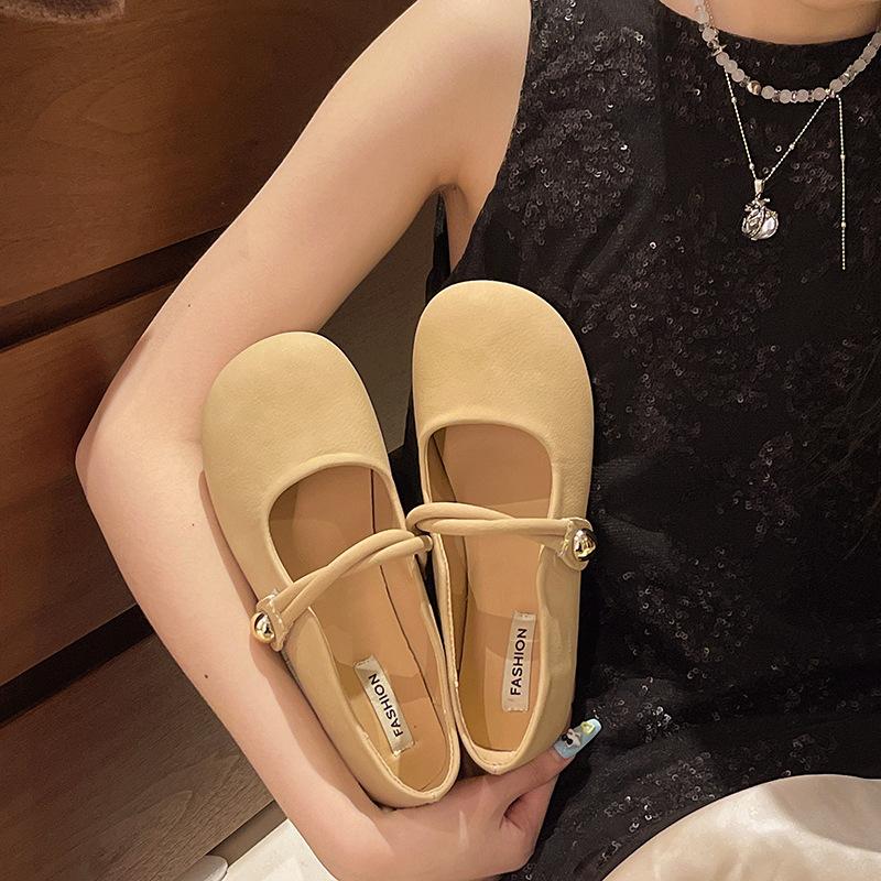 Flat Mary Jane shoes 2025 new spring and summer one-pedal French single shoes women's gentle wind evening shoes Doudou shoes