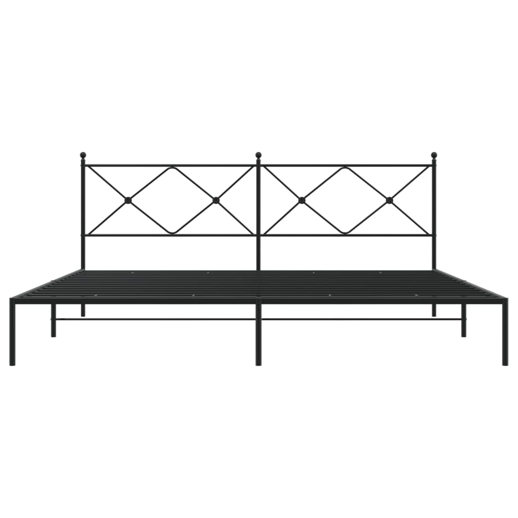 Metal Bed Frame with Headboard Black 200x200 Cm