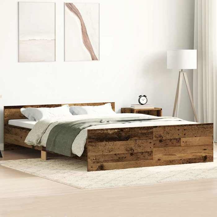 VidaXL Cadre de lit sans matelas vieux bois 140x200 cm bois ingénierie, meuble de chambre, sommier,, lit, lit double 3328740