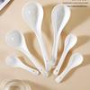 Pure White Ceramic Soup and Condiment Spoons, Extended Handle, Set of 100