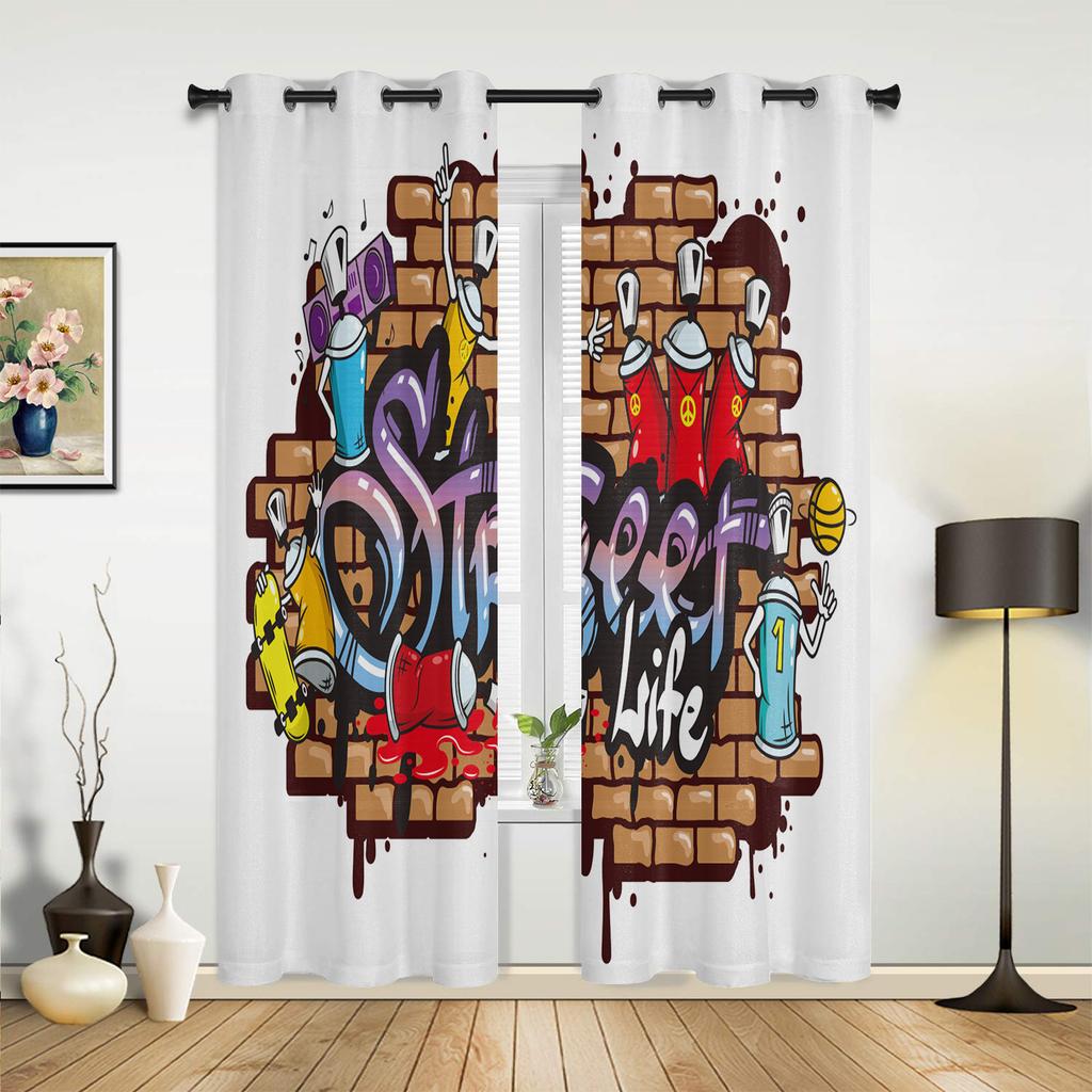 Graffiti Wall Curtains for Bedroom Living Room Drapes Kitchen Children's Room Window Curtain Modern Home Decor