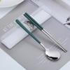 BEPAN 304 Stainless Steel Portable Tableware Set Chopsticks Spoon Outdoor Korean Single Tableware