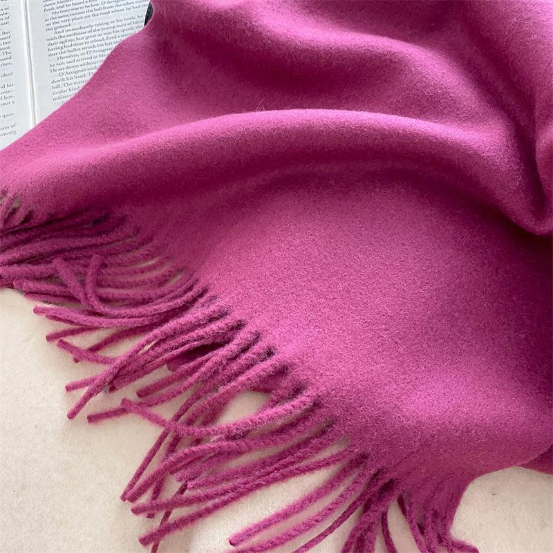 2025 Winter Wollschal für Damen Langer Warmer Kaschmirschal Hijab Einfaches Damen Schal Wickeltuch Weibliches Pashmina Bandana Kopftücher Neu