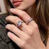 2Pcs/Set Women Ring Set Zinc Alloy Metal Rings with Rhinestones Claw Bezel Setting Classic