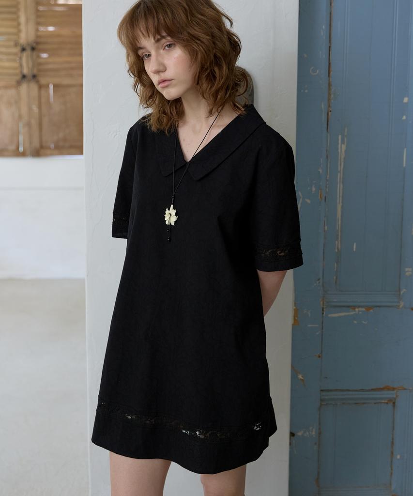 Wioi Vintage Lace Hem Mini Dress_Black