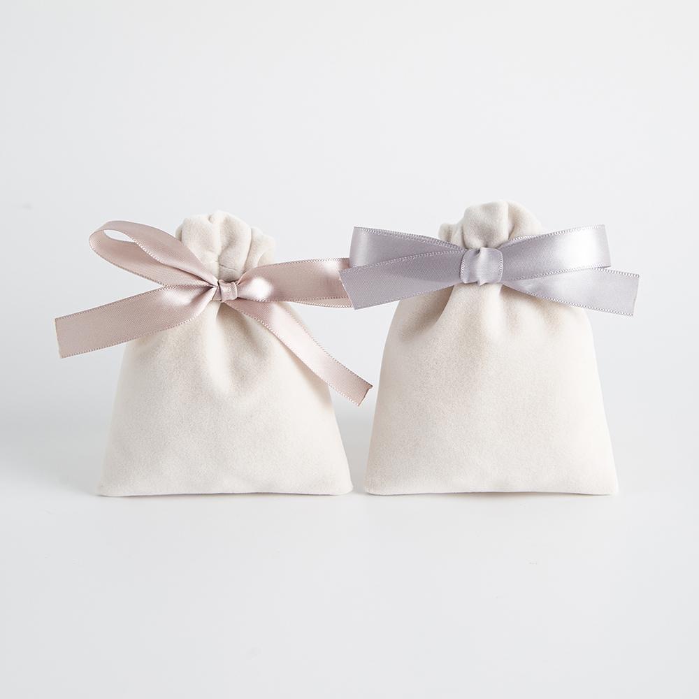 5pcs/Lot Bulk Beige Velvet Pouches Ribbon Jewelry Packing Display Storage For Wedding Candy Gift Travel Drawstring Dust Bags