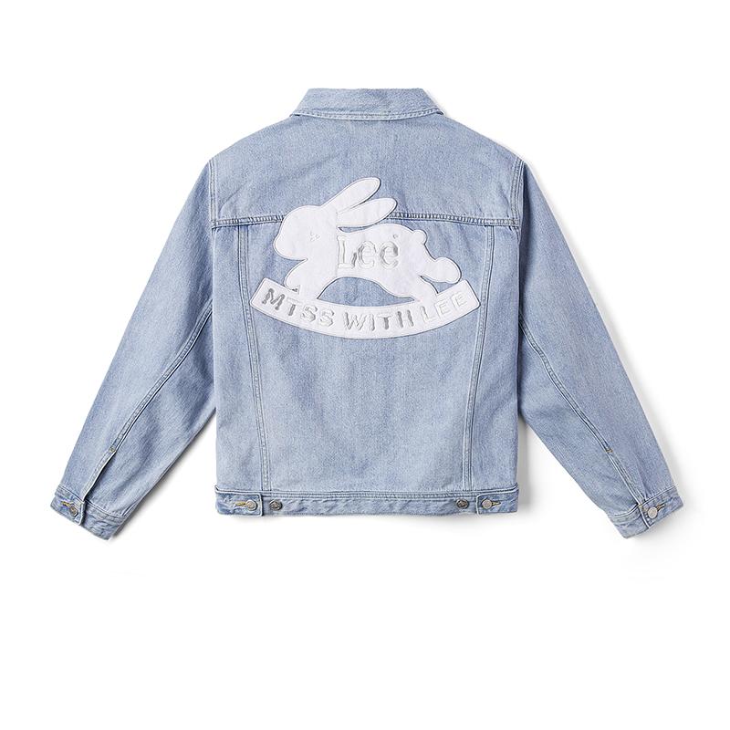 X Melting Sadness FW24 Back Fleece Rabbit Patch Denim Jacket Unisex Jacket LUT009198203487A06315