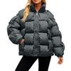 Ladies' Loose Comfortable Casual Fashionable Stand Up Collar Solid Color Long Sleeved Down Jacket