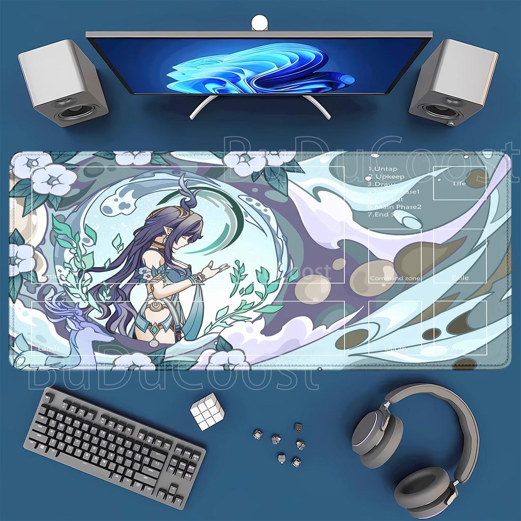 Genshin Impact playmat Game Furina Columbina Durin Large Mouse Pad Nonslip Keyboard xmm Desk Mat HD Printing TCG Mousepad