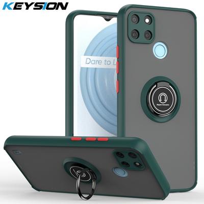 KEYSION Fashion Matte Case for Realme C21Y C25Y C20 C11 2021 Transparent Ring Shockproof Phone Cover for OPPO A15S A53 A32 2020