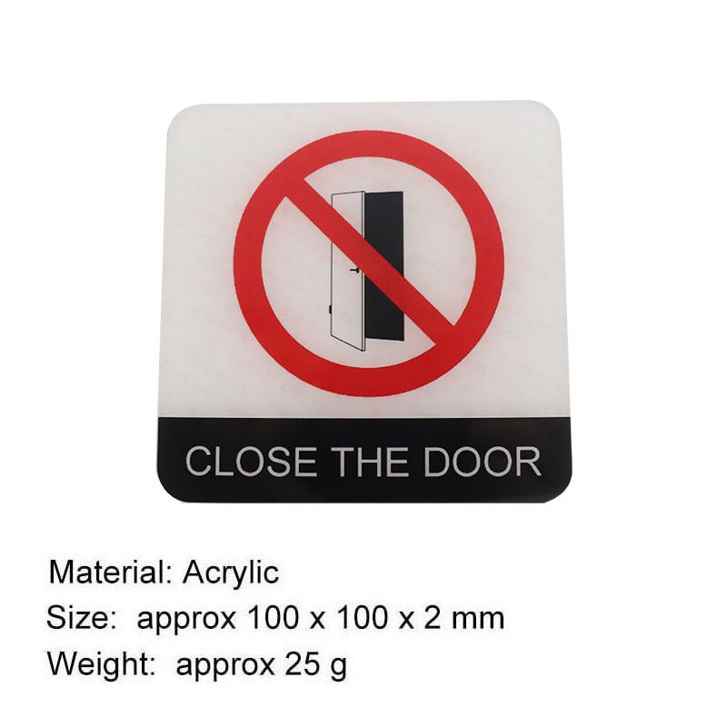 Acrylic Creative Signage CLOSE THE DOOR Sign Wall Label Sticker Warning Badge for Offices Conference Rooms Warehouses Machine Rooms Laboratories