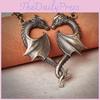 Medieval Style Heart Dragon Pendant Necklace With Alloy Material For Womens Accessories