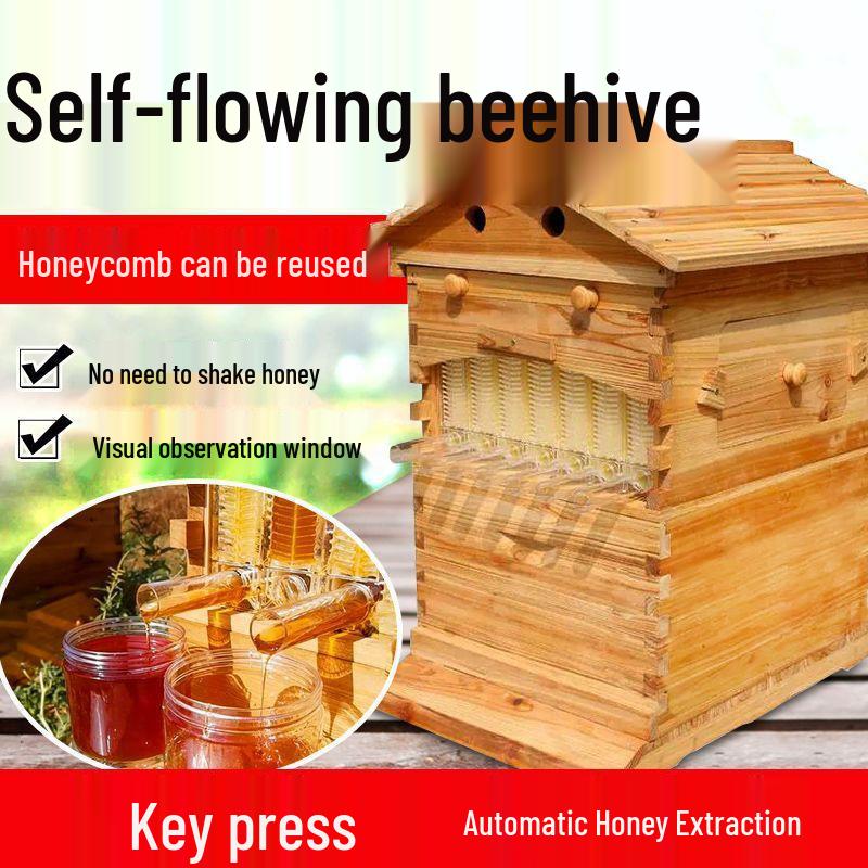 

Cedar Wood Self-Flow Beehive Kit: Automatic Honey Flow, Standard Box, Boiled Wax Finish, Beekeeping Tools. Other