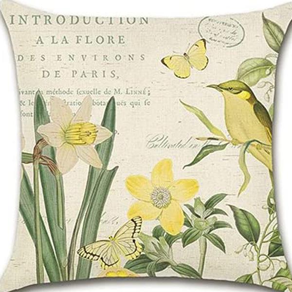 Retro Plant Floral Print Linen Pillow Case Home Living Room Sofa Car Cushion Pillow