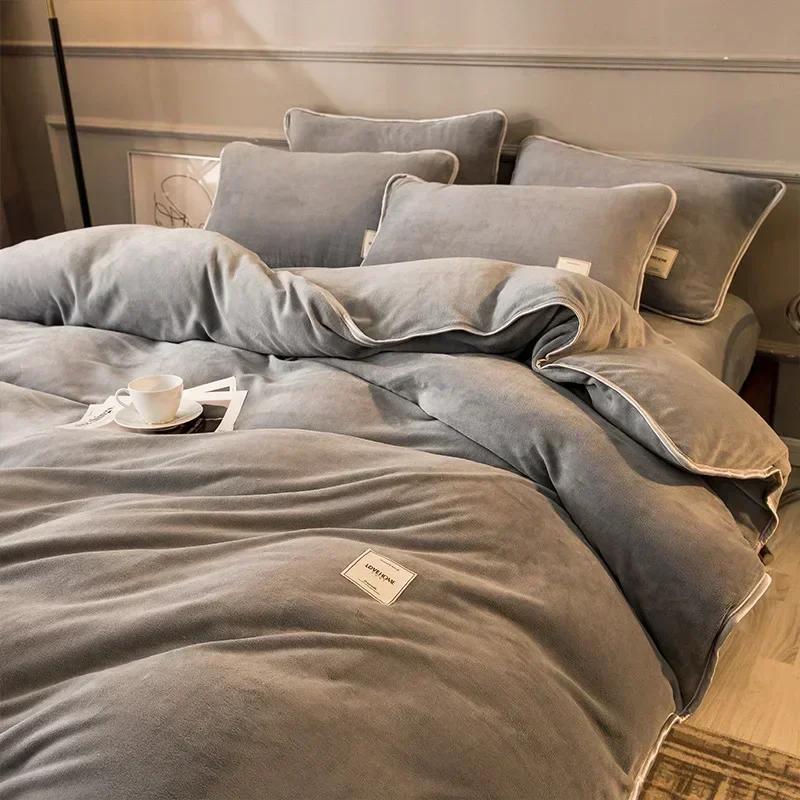 New Winter Coral Velvet Warm Sheets Soft Plush Pillowcases Flannel Sheets Bedding for Home Use