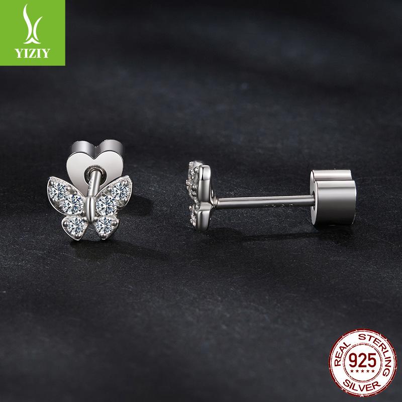 Delicate Butterfly Moissanite Stud Earrings For Women, Simple Mini S925 Silver Versatile Stud Earrings.