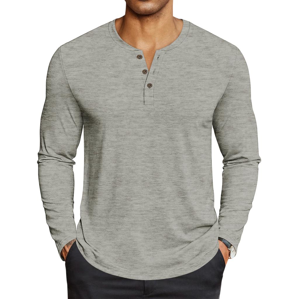 Men's Casual Solid-Color Oversized  Long-Sleeve Top