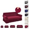 Solid Color Thick Elastic Jacquard Sofa Cover for Living Room - Skirted 1/2/3/4 Seater Options Available