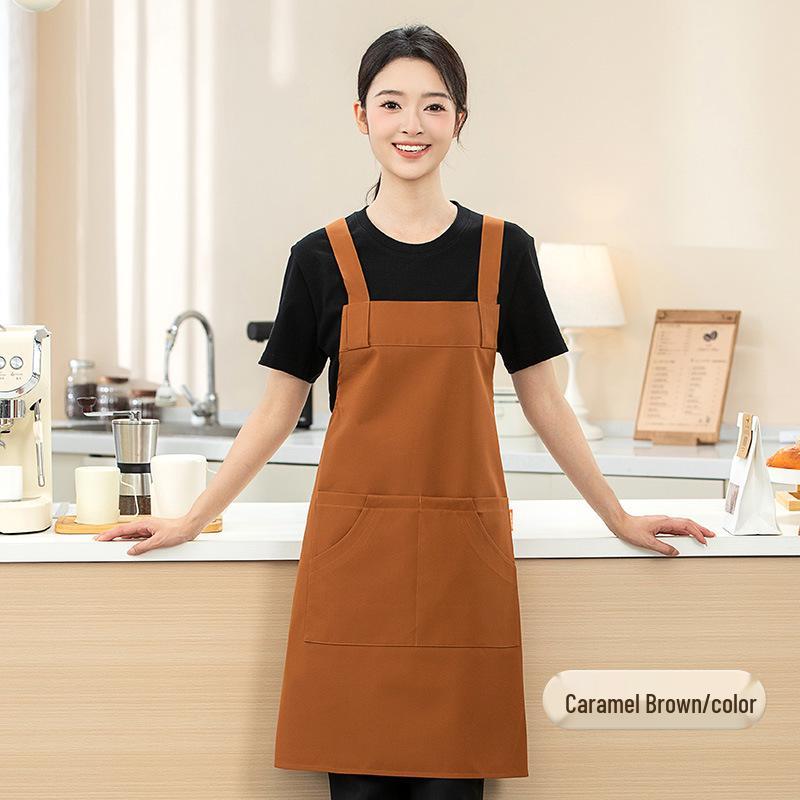 Waterproof Oxford Cloth Apron with Wear-Resistant Shoulder Strap for Milk Tea Shops, Baking, and Hot Pot Restaurants - Custom LOGO Printing Available