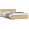 LED illuminated bed frame with headboard Sonoma oak finish 150x200 cm