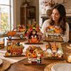 Wooden Tabletop Decor 6-Piece Set Thanksgiving Theme for Mantel Shelf Home