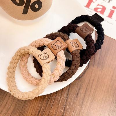Wolle Bär Baby Mädchen Haarbänder Herbst Winter Kinder Haaraccessoires Kinder Elastische Gummibänder für Mädchen
