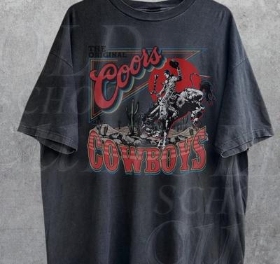 T-shirt Coors Western Cowboy, Camicia Western Vintage anni '90, Maglietta Retro Coors, Rodeo