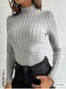 2026 Women's Solid Color Ribbed Pullover Long Sleeve Knitwear Top