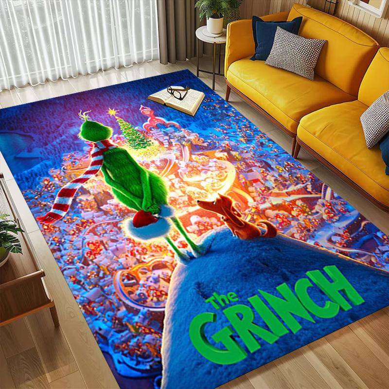 Christmas Grinch Living Room Non-Slip Area Rug Soft Carpet for Bedroom Game Playroom Sofa Office Home Decor Doormat Christmas Gift C9211447
